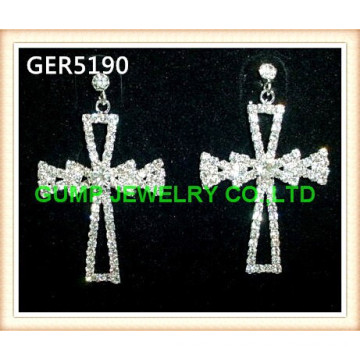 CRYSTAL RHINESTONE CROSS EARRINGS